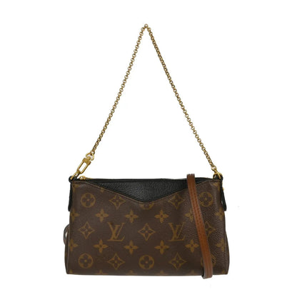 Louis Vuitton Pallas Clutch Monogram Canvas with Leather, Brown, Canvas, Clutch