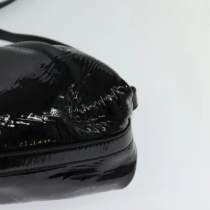 Bvlgari Chandra Flap Enamel, Black, Patent Leather, Shoulder Bag