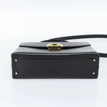 Salvatore Ferragamo Convertible Top Handle Leather, Black, Leather, Handbag
