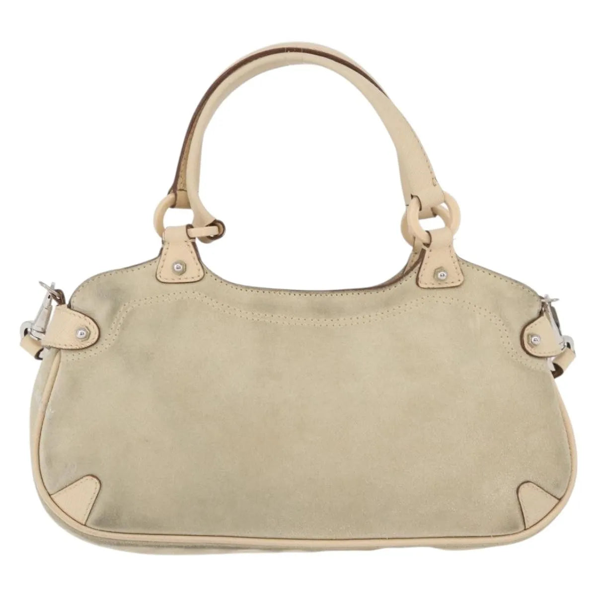 Salvatore Ferragamo Gancini Suede, Beige, Suede, Handbag