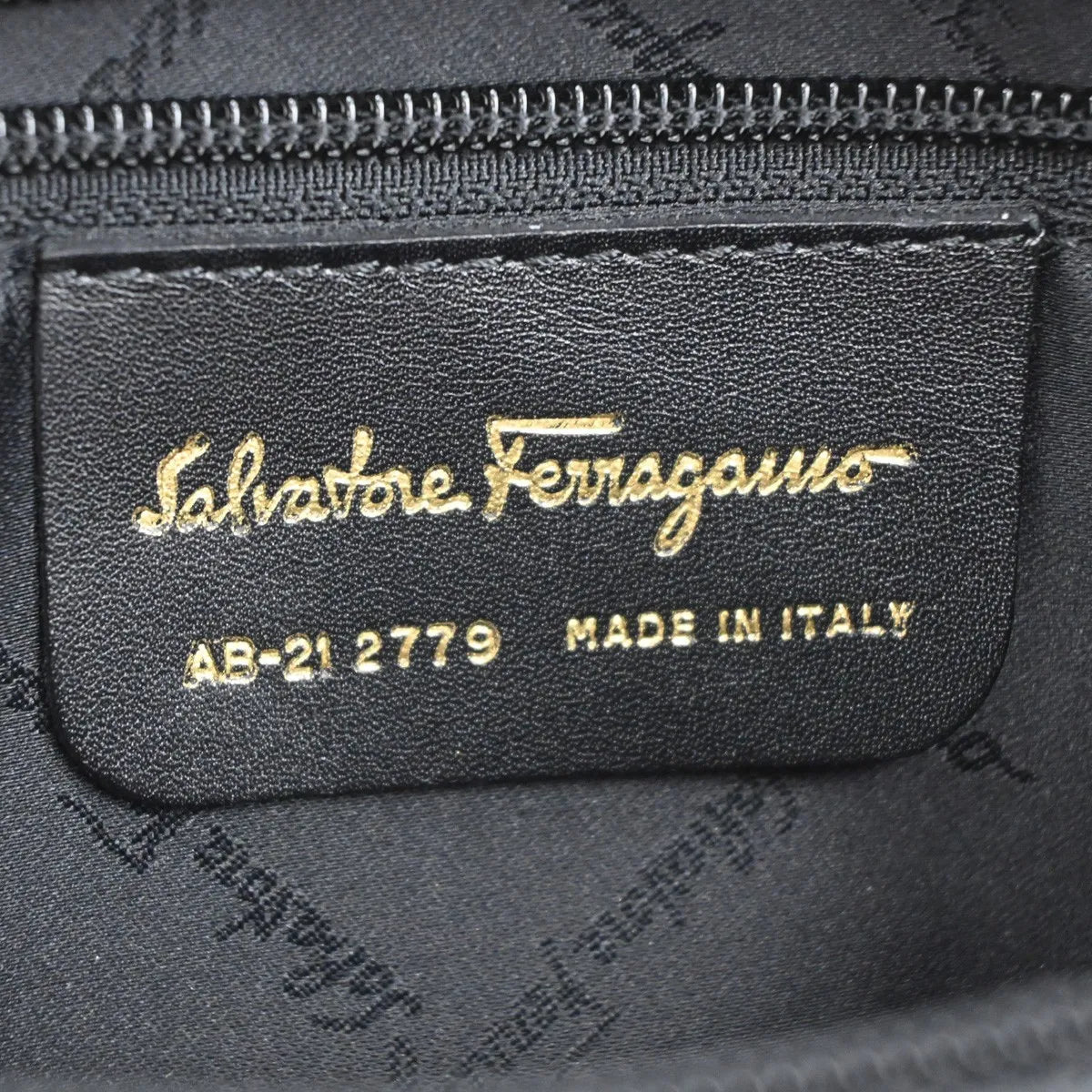 Salvatore Ferragamo Gancini Zip Canvas, Black, Canvas, Shoulder Bag