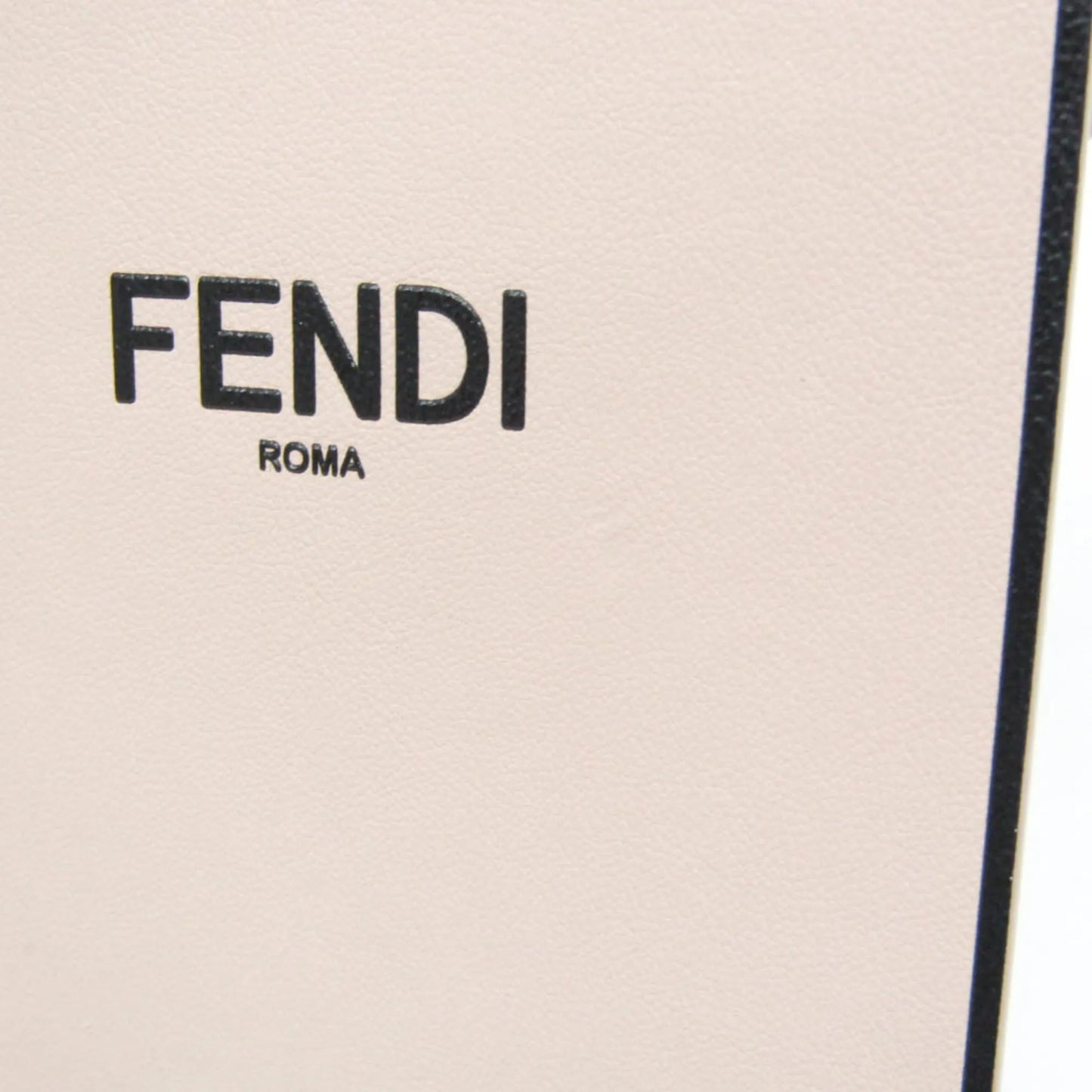 Fendi Logo Vertical Box Leather, Pink, Leather, Shoulder Bag
