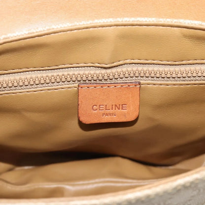 Celine Vintage Macadam Canvas and Leather, Beige, Canvas, Shoulder Bag