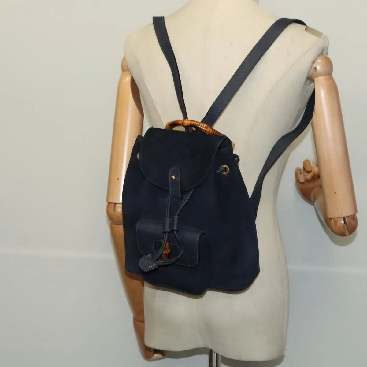 Gucci Gucci bamboo daim, Navy, Suede, Backpack