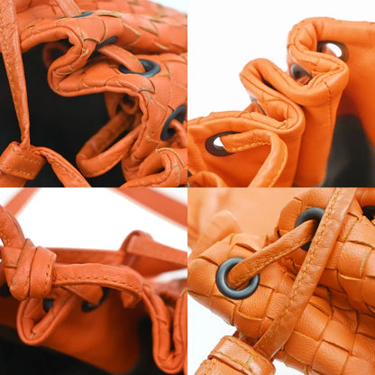 Bottega Veneta Intrecciato Shoulder Leather, Orange, Leather, Handbag