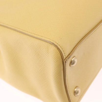 Prada Cuir Frame Double Zip Tote Saffiano Leather, Yellow, Leather, Tote Bag