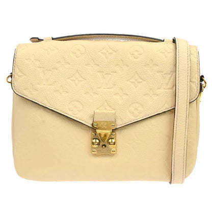 Louis Vuitton Braided Handle Pochette Metis Monogram Empreinte Leather, White, Leather, Handbag