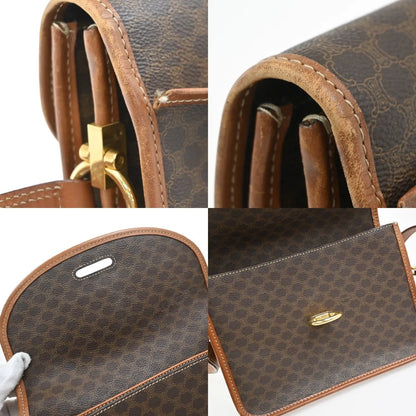 Celine Vintage Macadam Canvas and Leather, Brown, Canvas, Shoulder Bag