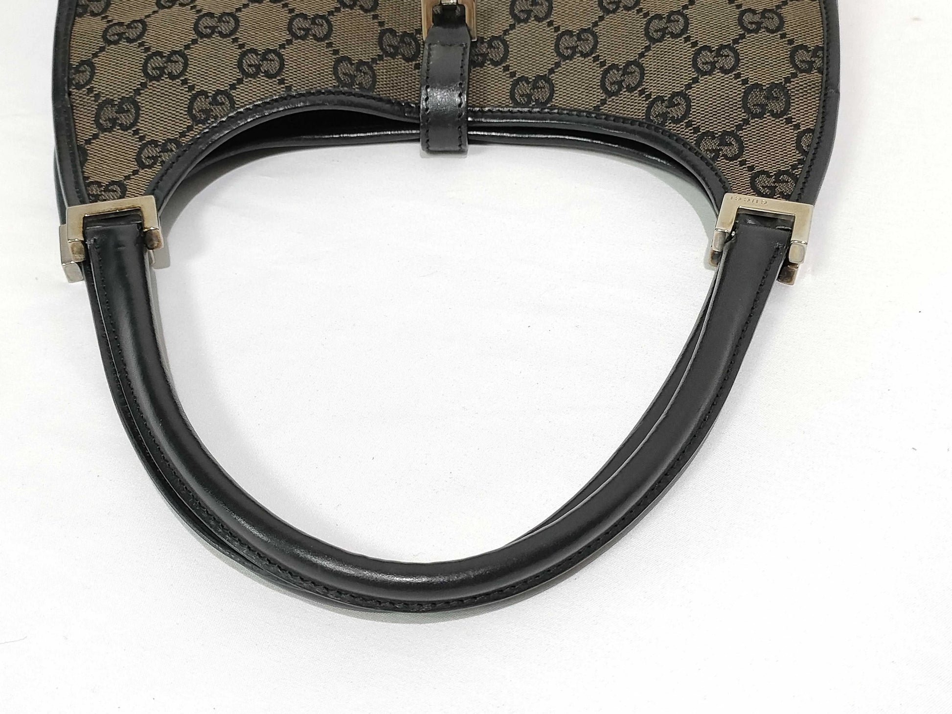 Gucci Vintage Jackie Canvas, Brown, Canvas, Handbag