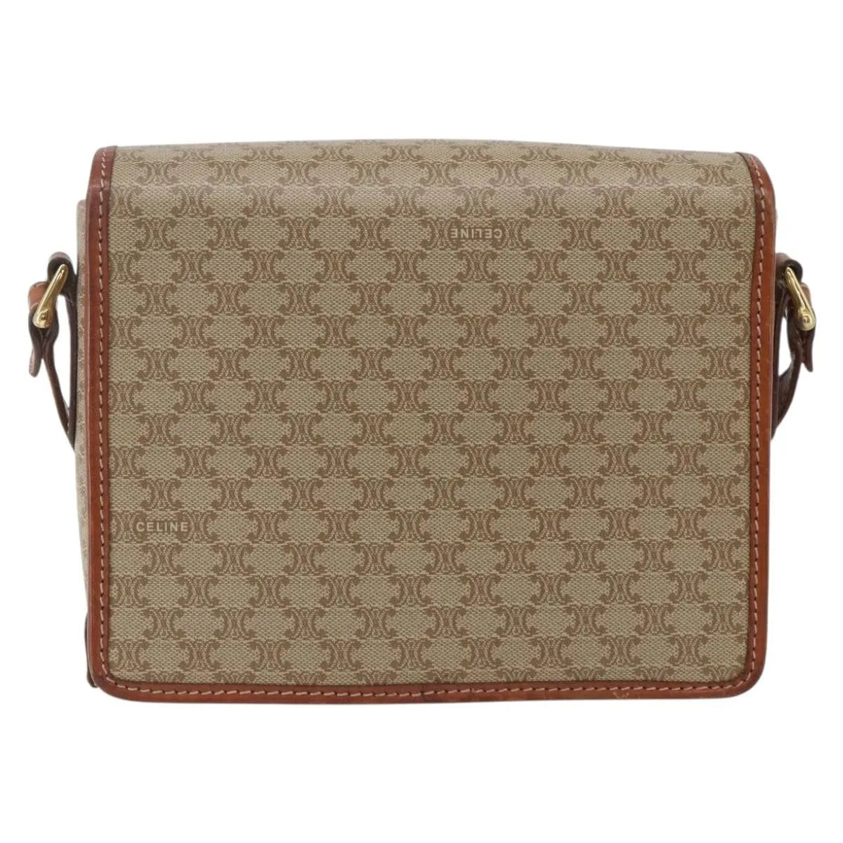 Celine Vintage Macadam Canvas and Leather, Beige, Canvas, Shoulder Bag