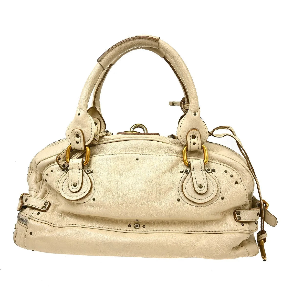 Chloe Paddington Lock Leather, Beige, Leather, Handbag