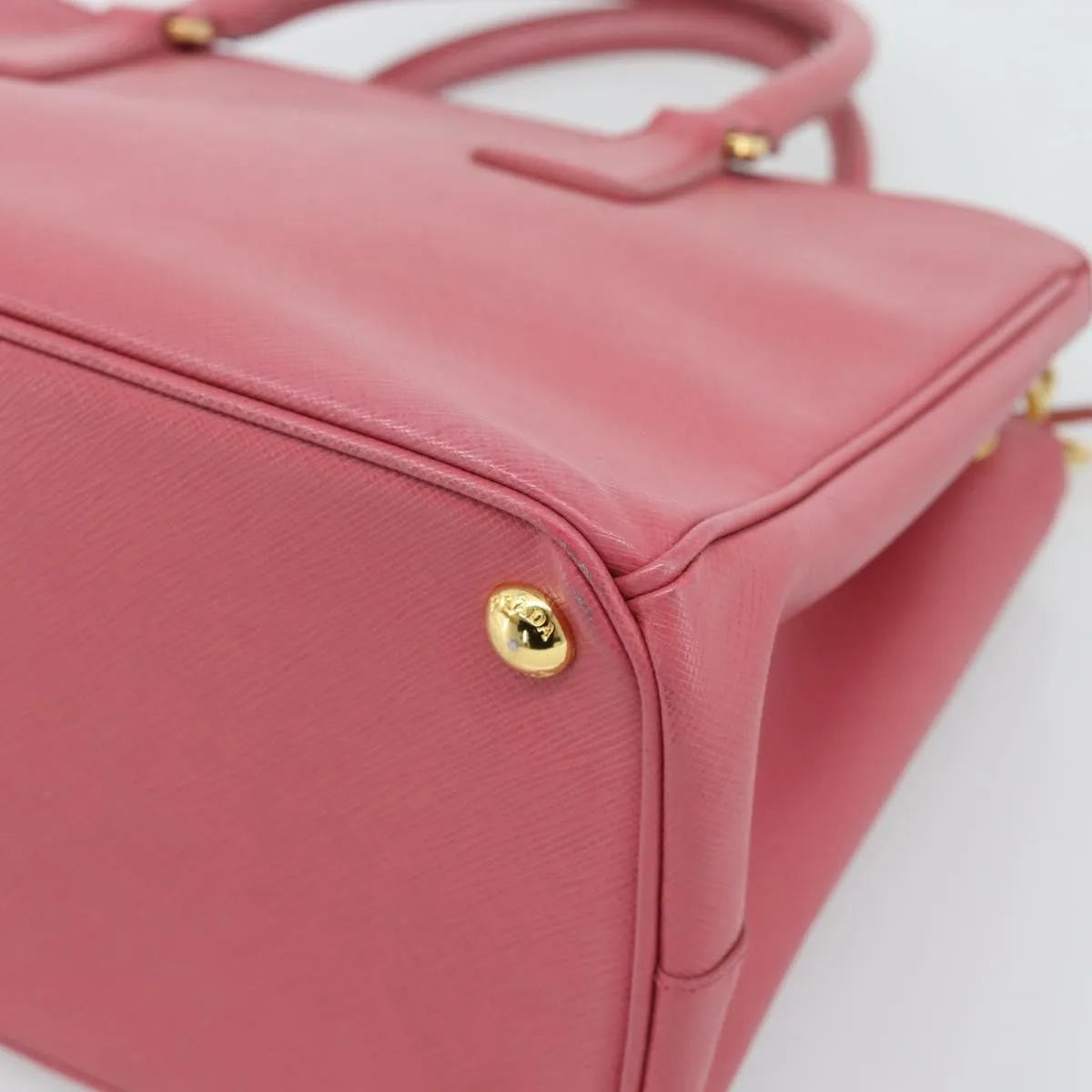 Prada Galleria Double Zip Tote Saffiano Leather, Pink, Leather, Handbag