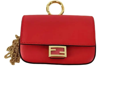 Fendi Baguette Bag Charm Leather, Red, Leather, Clutch