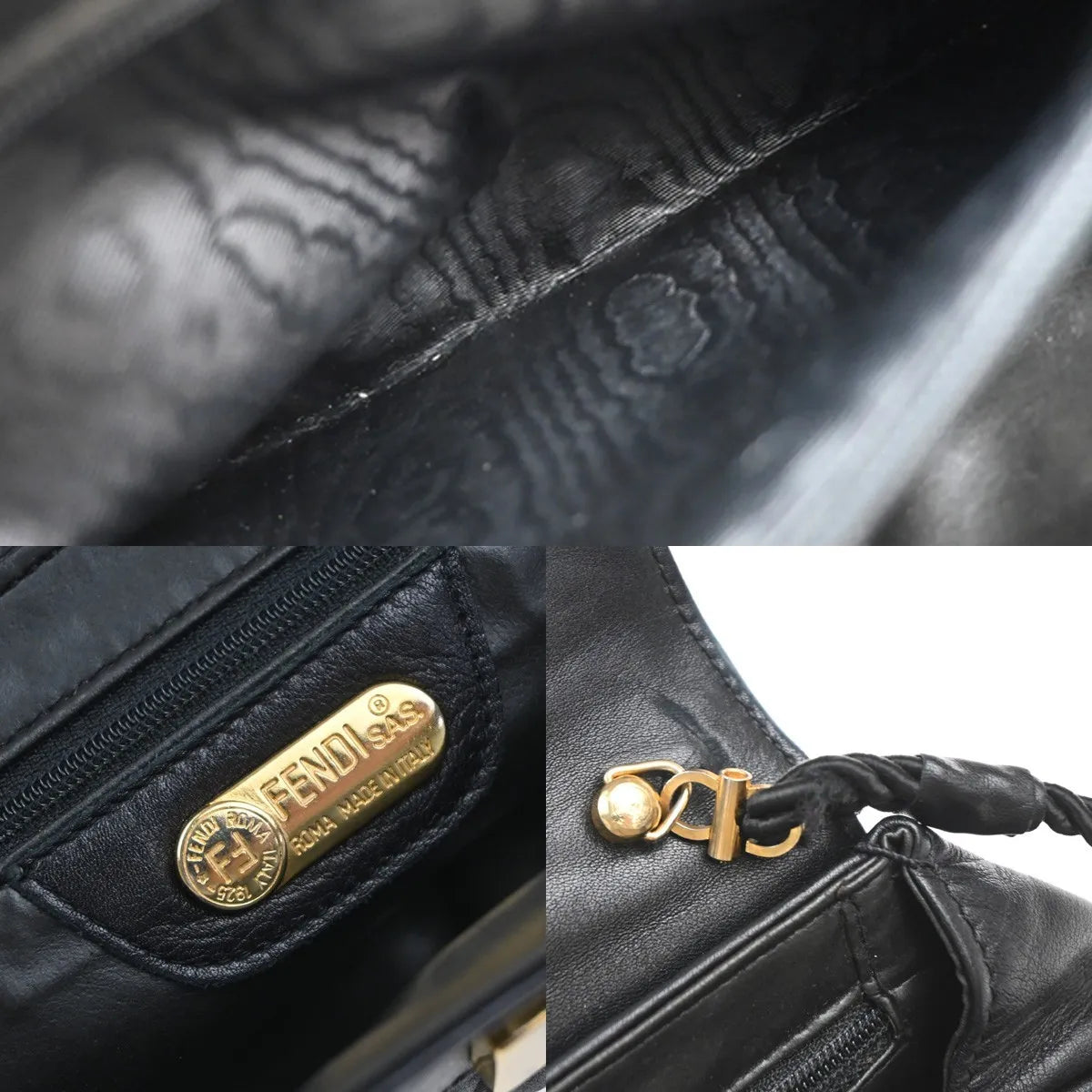 Fendi Vintage shoulderbag Leather, Black, Leather, Shoulder Bag
