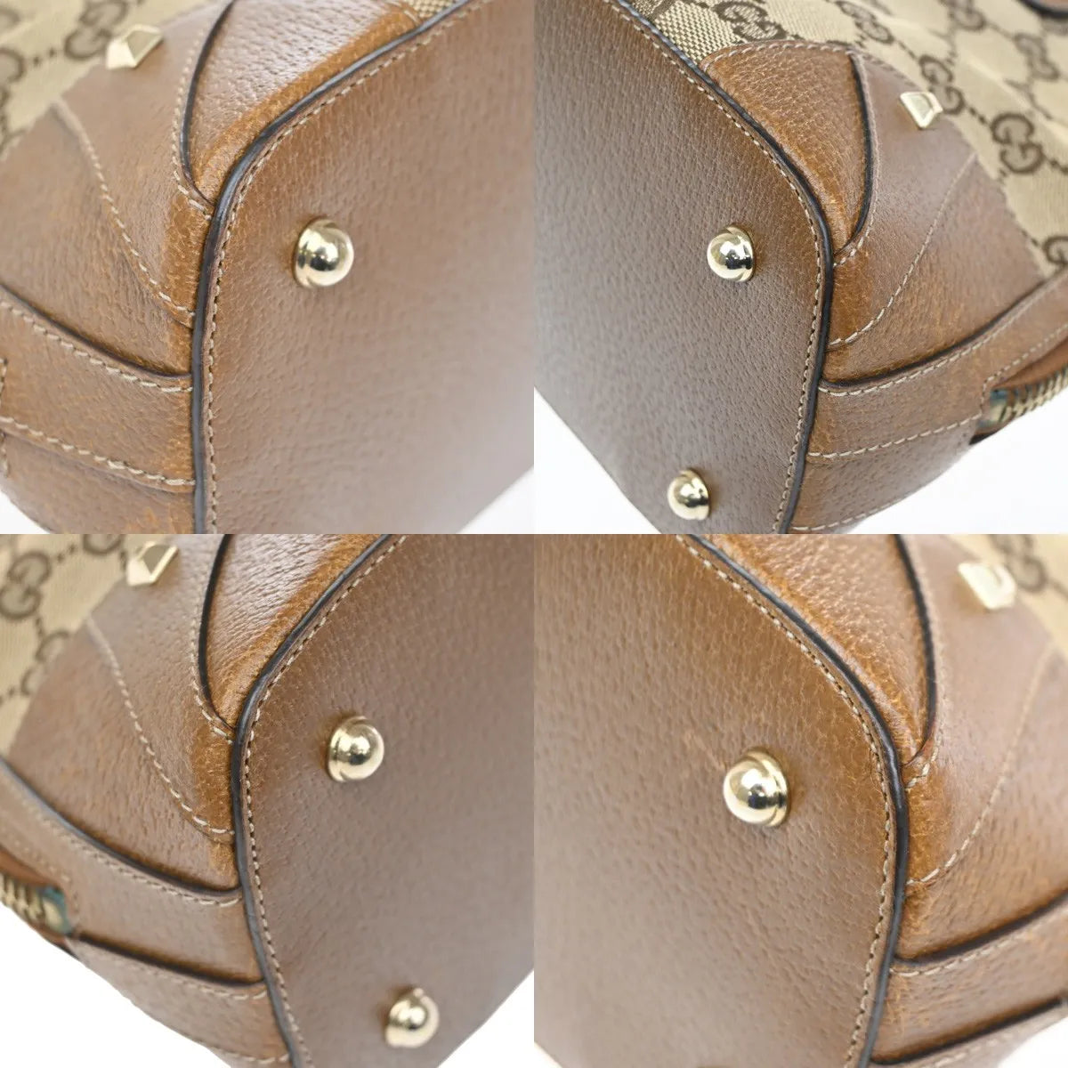 Gucci Vintage Boston Bag Monogram Canvas, Brown, Canvas, Handbag