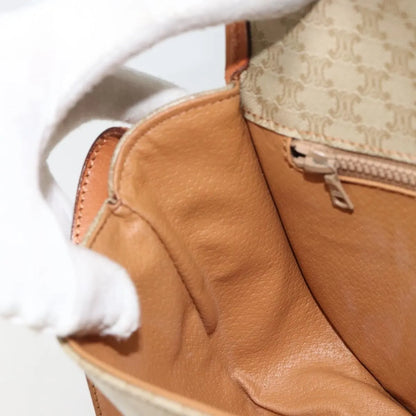 Celine Vintage Macadam Canvas and Leather, Beige, Canvas, Shoulder Bag