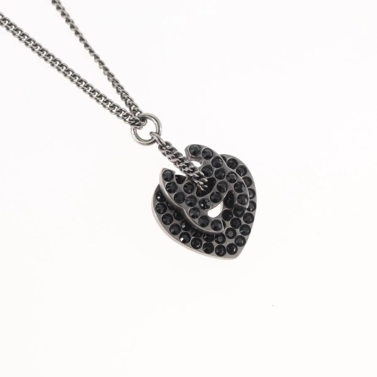 Chanel Coco Long Metal with Faux Pearls and Crystals, Black, Metal, Necklace