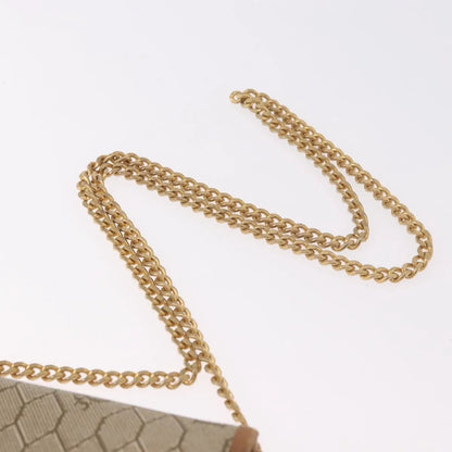 Christian Dior Vintage Honeycomb chain Canvas, Beige, Canvas, Shoulder Bag