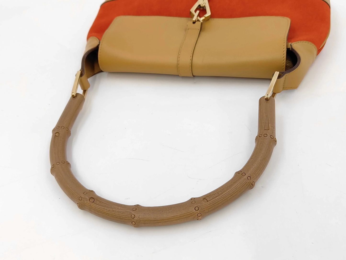 Gucci Vintage Jackie Shoulder bamboo, Red, Suede, Handbag