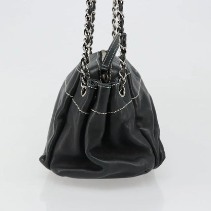 Chanel CC Shoulder Bag Leather, Black, Leather, Handbag