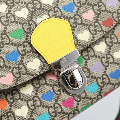 Gucci Children's Top Handle Flap Printed GG Coated Canvas, Beige, Canvas, Handbag