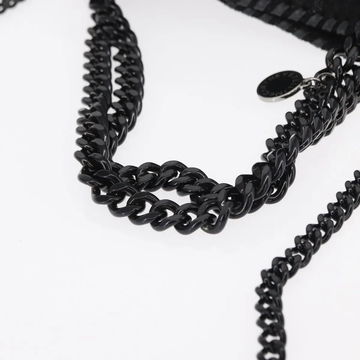 Stella McCartney Falabella Fold Over Shaggy Deer, Black, Polyester, Shoulder Bag