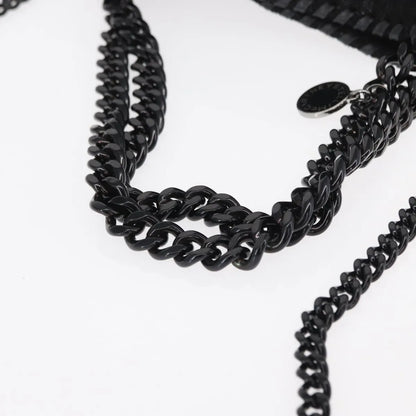 Stella McCartney Falabella Fold Over Shaggy Deer, Black, Polyester, Shoulder Bag