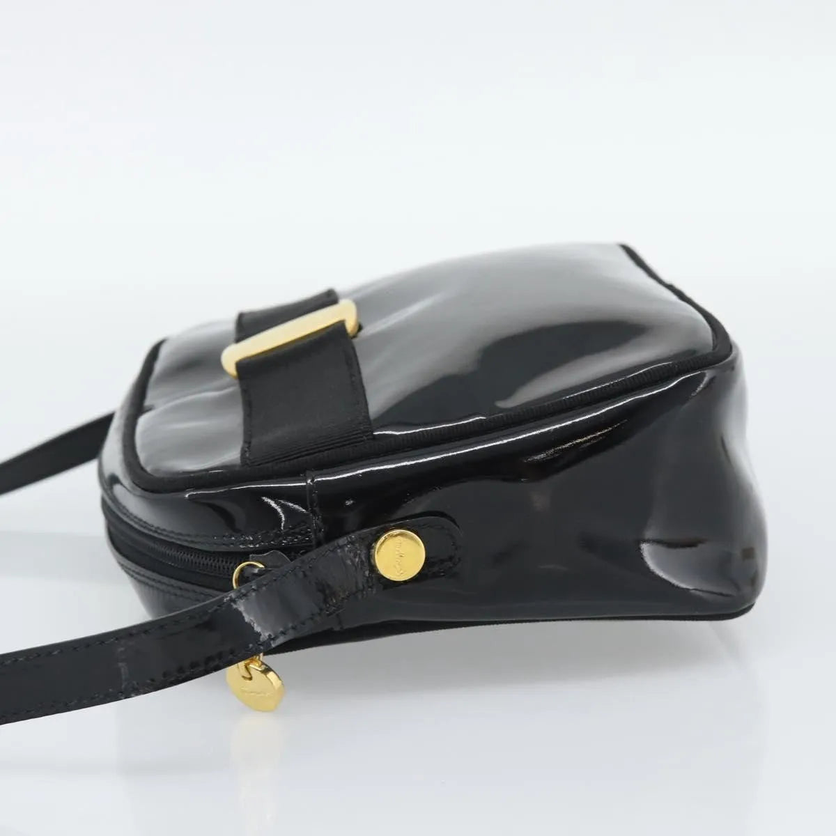 Salvatore Ferragamo Vala Patent Leather, Black, Patent Leather, Shoulder Bag