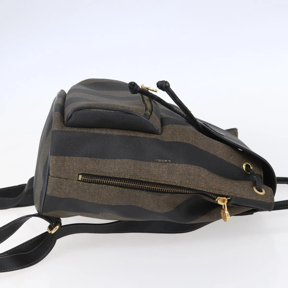Fendi Vintage Pequin Logo Coated Canvas, Brown, Canvas, Backpack