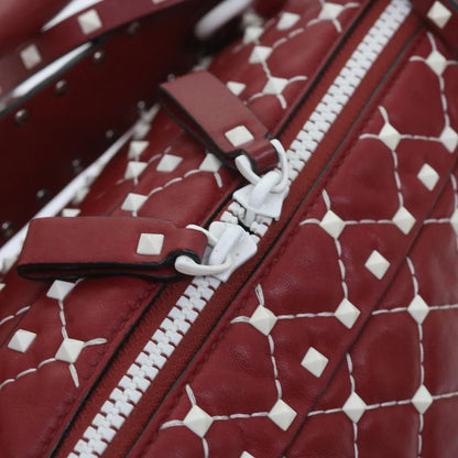 Valentino Garavani Free Rockstud Spike Duffle Quilted Leather, Red, Leather, Shoulder Bag