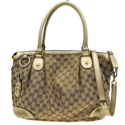 Gucci Sukey Top Handle Tote GG Canvas, Beige, Canvas, Tote Bag