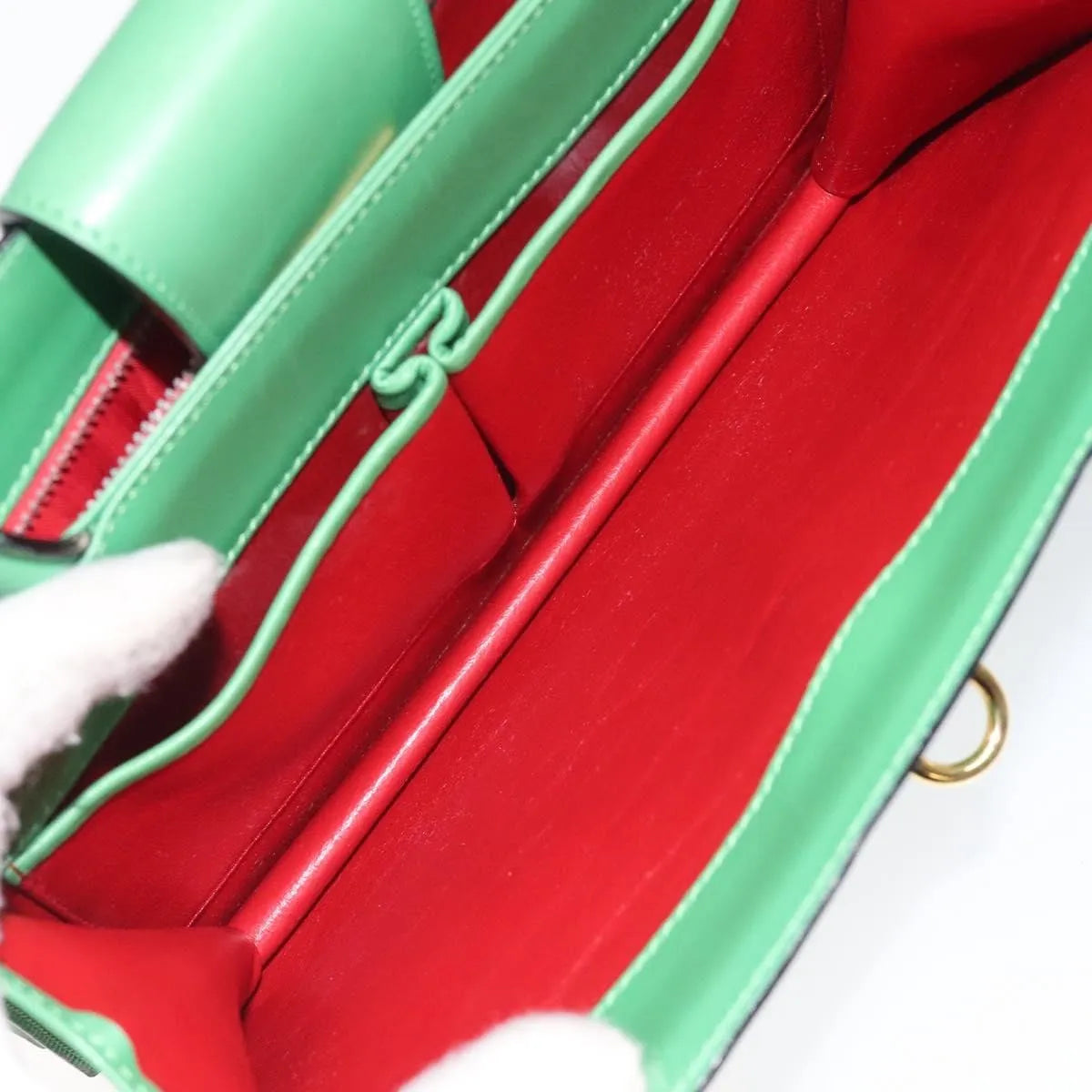 Celine vintage Leather, Green, Leather, Handbag