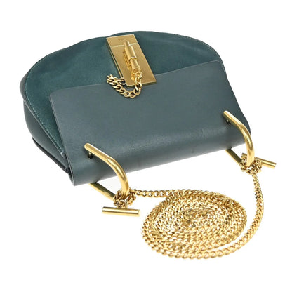Chloe Drew Leather and Suede, Blue, Suede, Shoulder Bag