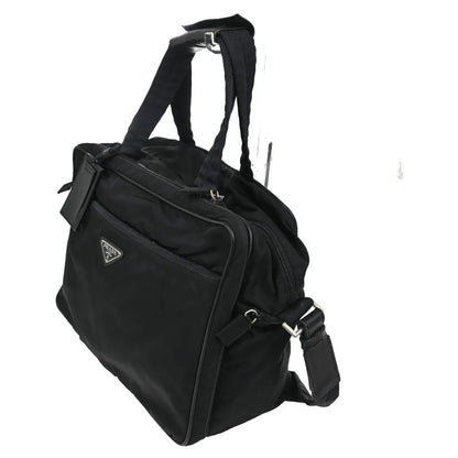 Prada Expandable Front Zip Boston Tessuto, Black, Nylon, Travel Bag