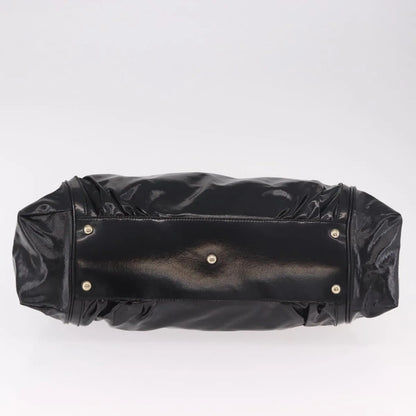 Gucci Pop Bamboo Handle Dialux Coated Canvas, Black, PVC, Handbag