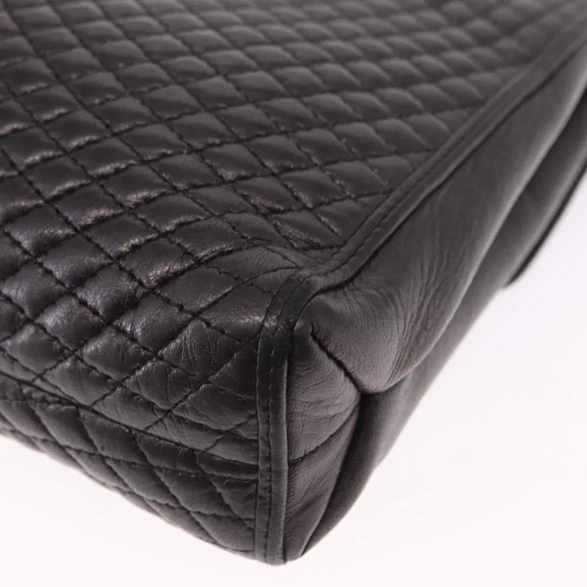 Bally Vintage Chain Quilted Leather, Black, Leather, Shoulder Bag