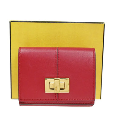 Fendi Peekaboo Leather, Red, Leather, Wallet