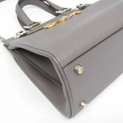 Gucci Zumi Top Handle Leather, Gray, Leather, Handbag