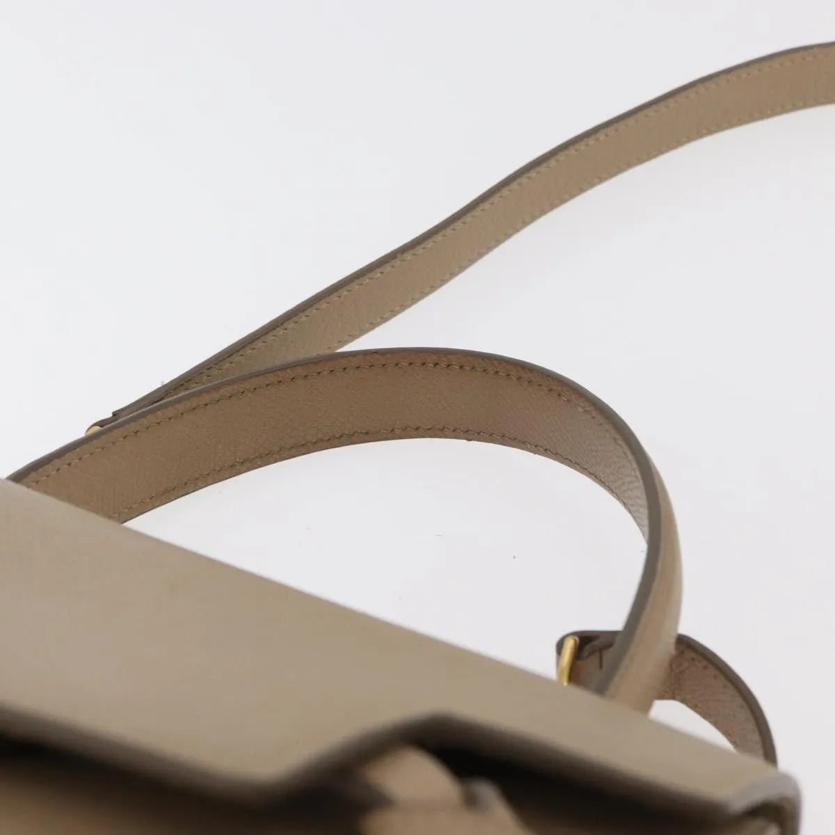 Celine Belt Calfskin, Beige, Leather, Handbag