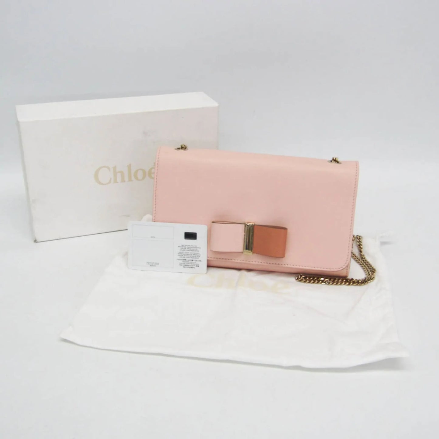 Chloe Bow Detail Wallet on Chain Leather, Pink, Leather, Clutch