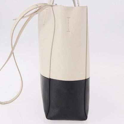Celine Vertical Bi-Cabas Tote Leather, White, Leather, Tote Bag