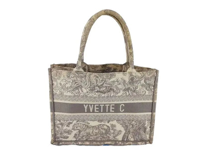 Christian Dior Book Tote Embroidered Canvas, Beige, Canvas, Tote Bag