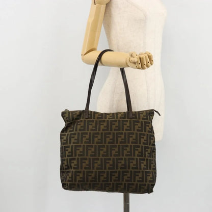 Fendi Zucca Tote Canvas, Black, Canvas, Handbag