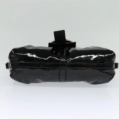 Bvlgari Chandra Flap Enamel, Black, Patent Leather, Shoulder Bag