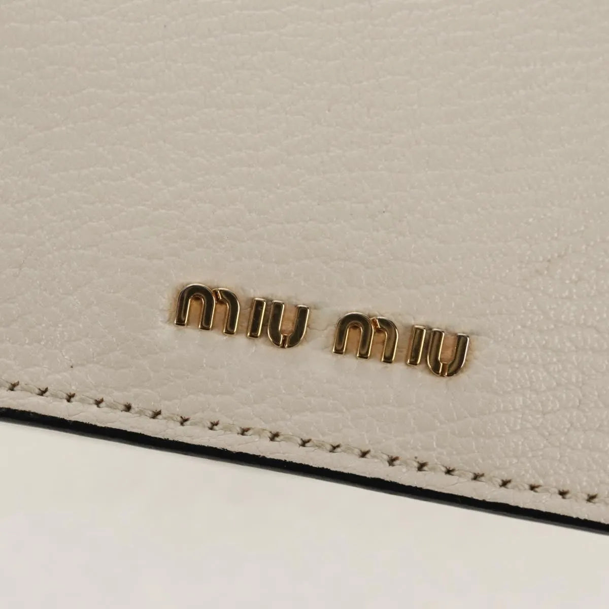 Miu Miu Madras Crystal Buckle Leather, White, Leather, Shoulder Bag