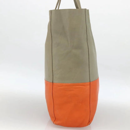 Celine Vertical Bi-Cabas Tote Leather, Beige, Leather, Tote Bag