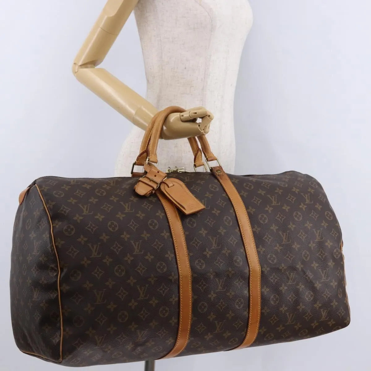 Louis Vuitton Keepall Monogram, Brown, Canvas, Travel Bag