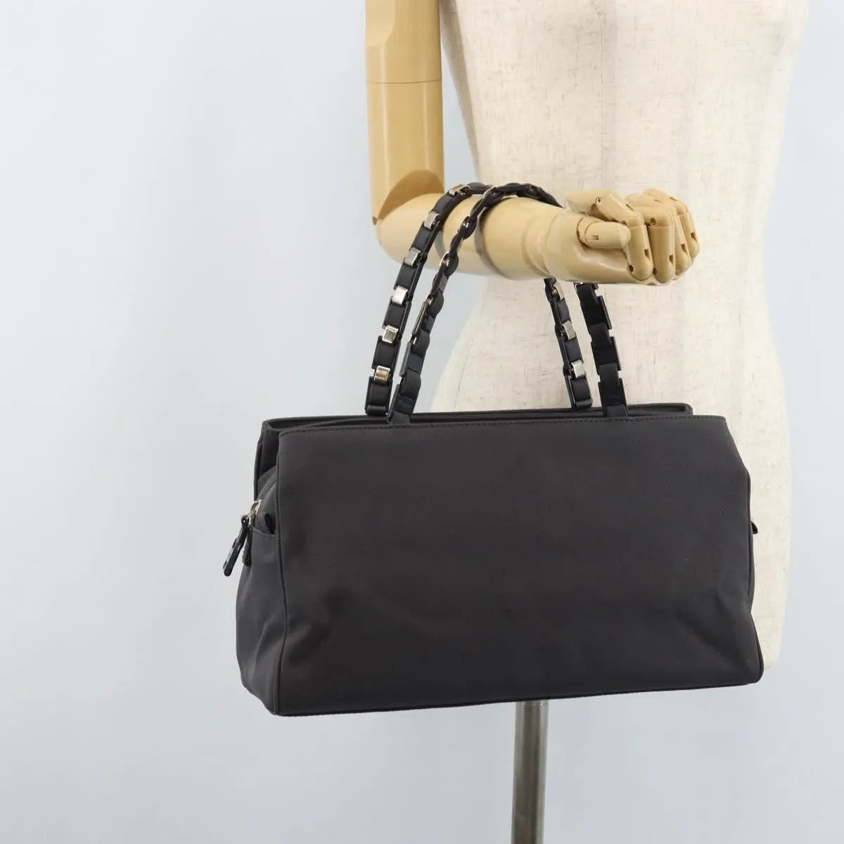 Salvatore Ferragamo Vala Canvas, Gray, Canvas, Handbag