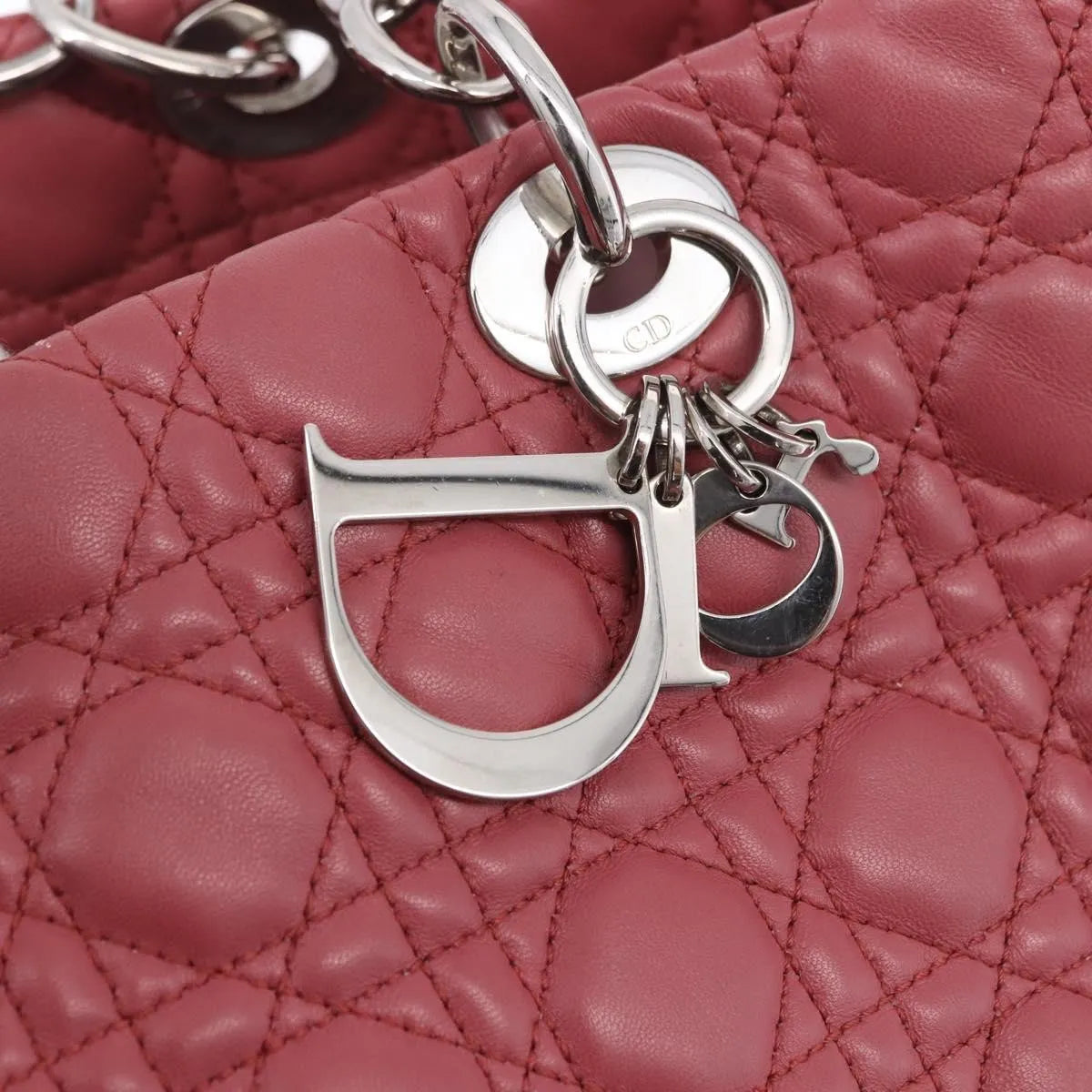 Christian Dior Soft Chain Tote Cannage Quilt Lambskin, Pink, Leather, Handbag