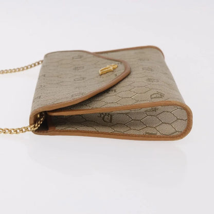 Christian Dior Vintage Honeycomb chain Canvas, Beige, Canvas, Shoulder Bag